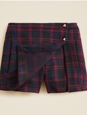 J.Crew Girls heavyweight Seaboard soft-knit Skort Skirt Plaid Navy Red BNWT $70